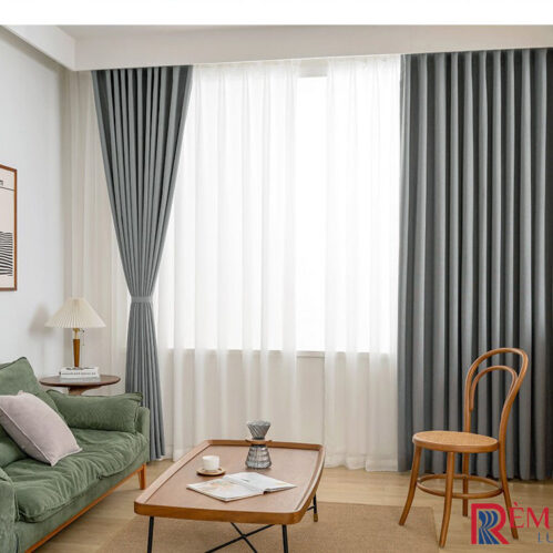 Rèm Vải Màu Xám Hiện Đại Modern Gray 03