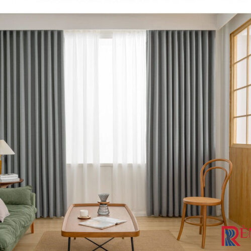 Rèm Vải Màu Xám Hiện Đại Modern Gray