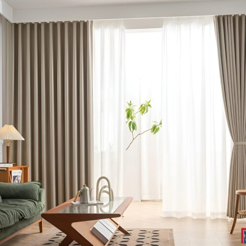 Rèm vải nhập khẩu Á Châu màu Be