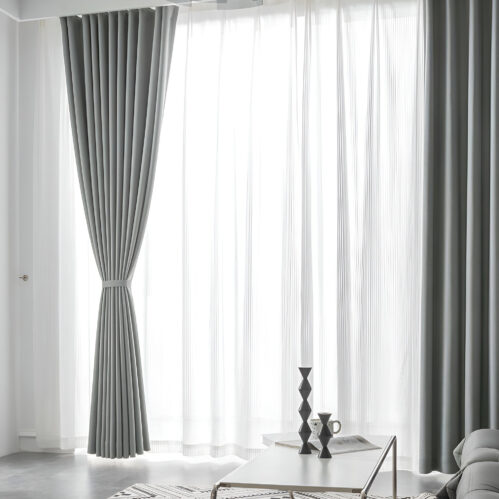 Rèm vải nhập khẩu Á Châu màu xám nhạt