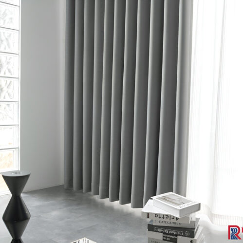 Rèm vải nhập khẩu Á Châu màu xám nhạt