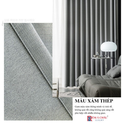 Rèm vải nhập khẩu Á Châu màu xám nhạt