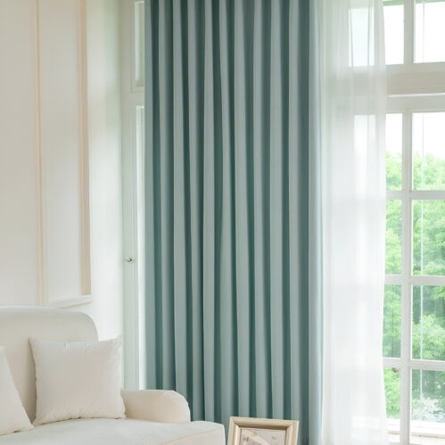 Rèm vải nhập khẩu Á Châu màu xanh Soda Sữa