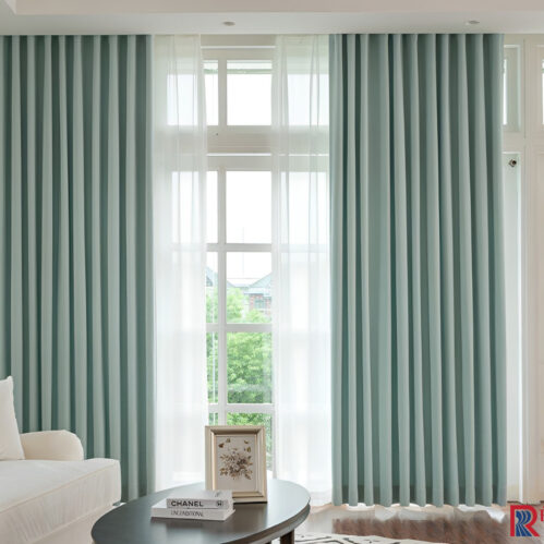 Rèm vải nhập khẩu Á Châu màu xanh Soda Sữa